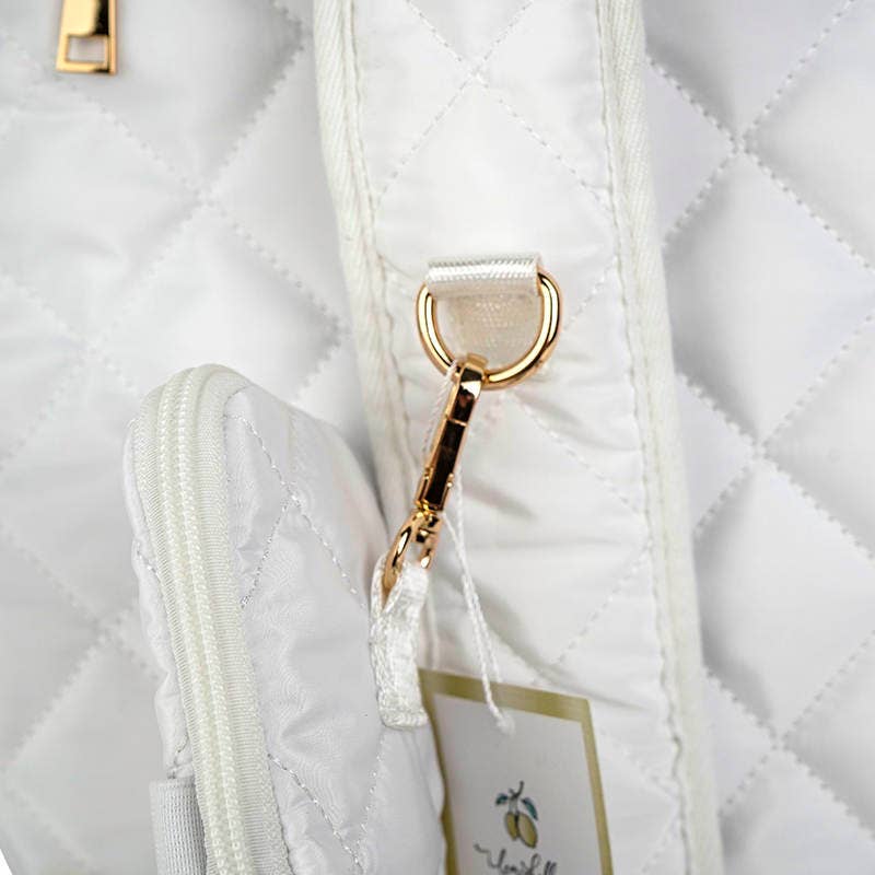 Lemonbella Quilted Pickleball Bag | Courtly White