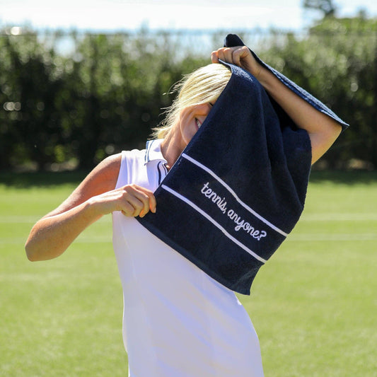 Swift Terry Towel: Tennis Anyone Navy by Ame & Lulu