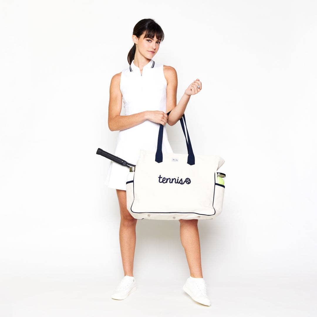 Love All Court Bag: Tennis Stitched Natural & Navy by Ame & Lulu