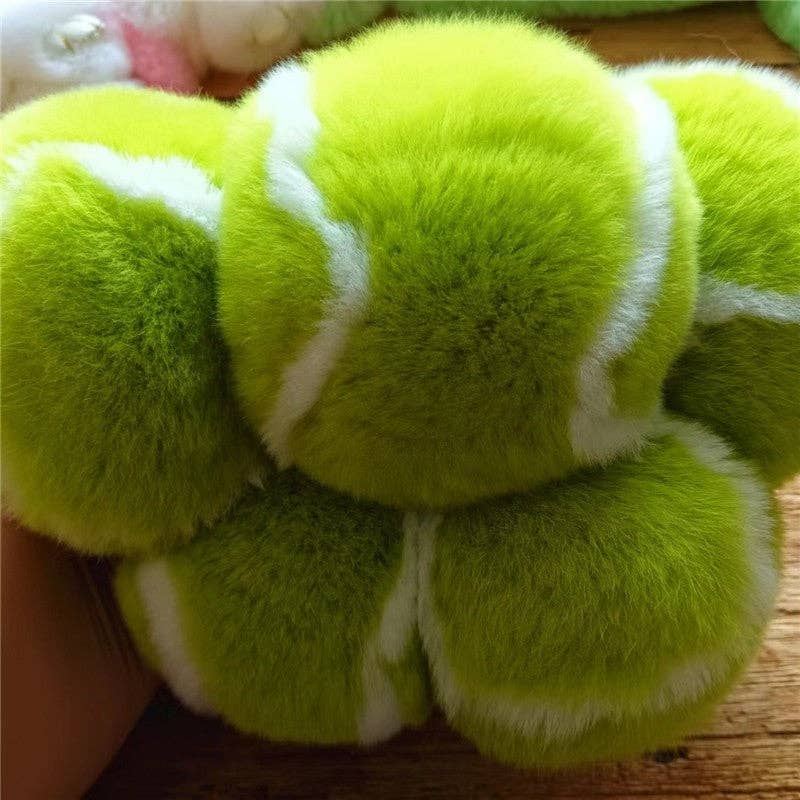 Fuzzy Green Tennis Ball Keychain | Faux-Fur