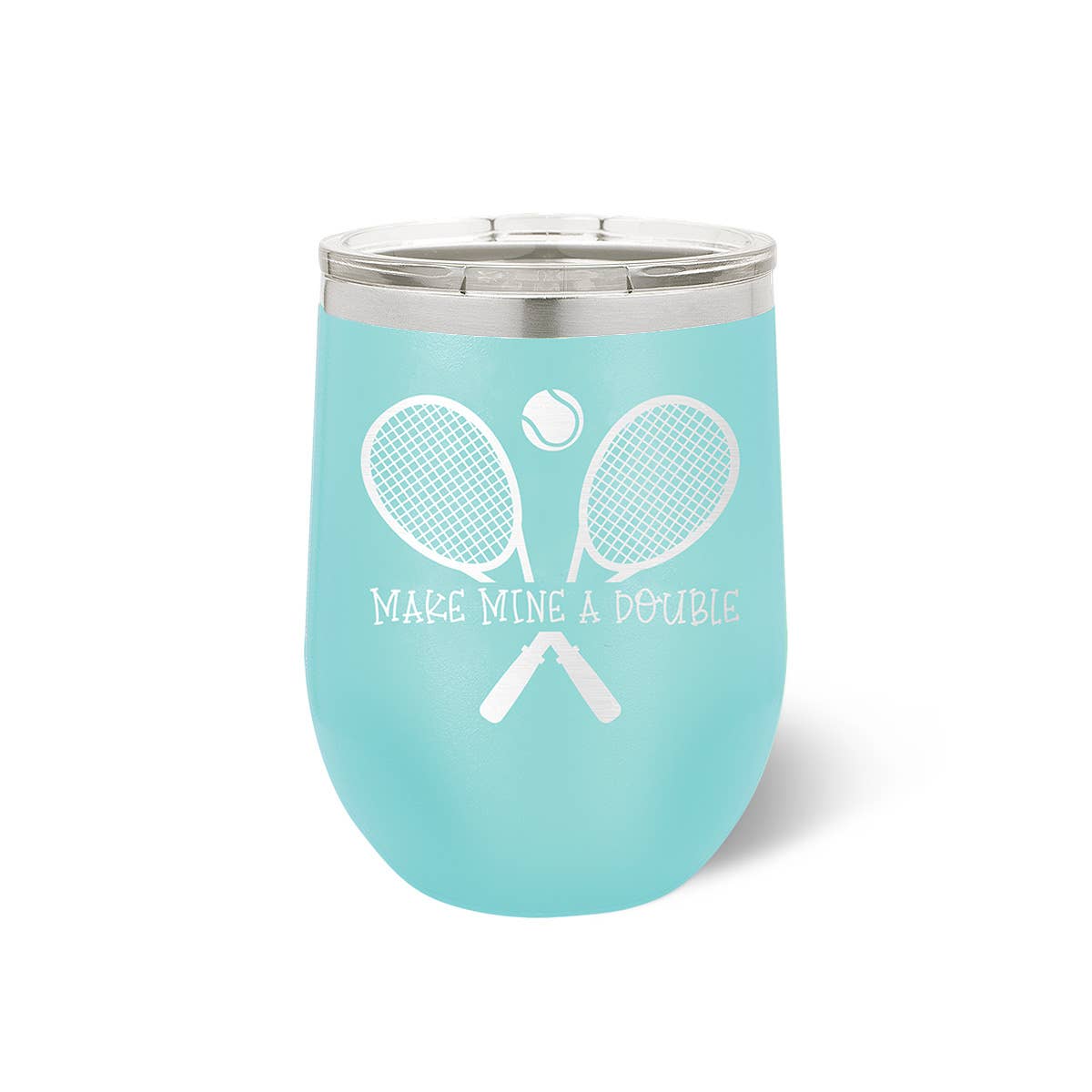 "Make Mine a Double" Teal Tumbler- 12 oz.