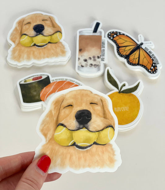 Dog With Tennis Balls Sticker
