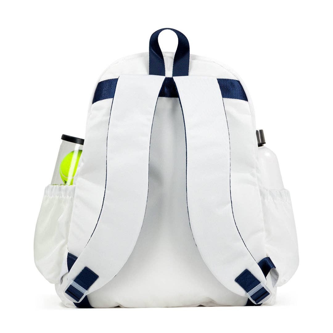 Game On Tennis Backpack: White Navy Green by Ame & Lulu