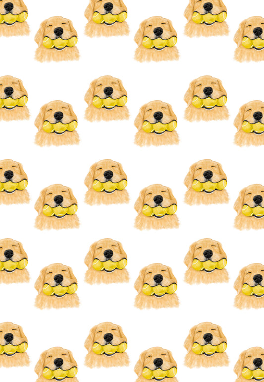 Golden Retriever Tennis Ball Wrapping Paper: Single Sheets
