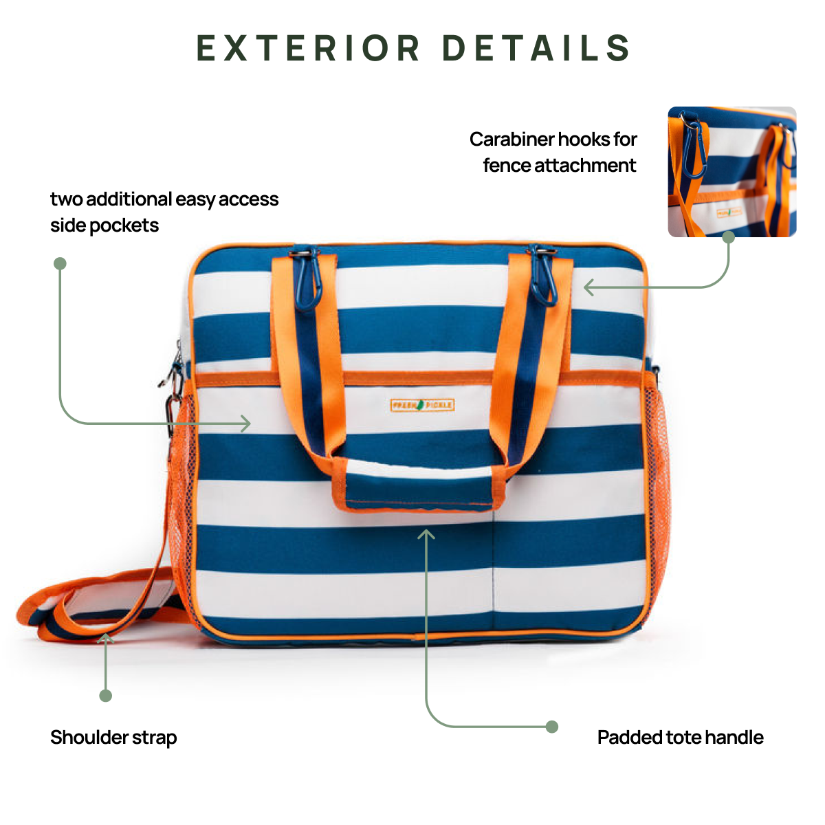 Lola Pickleball Tote Bag | Navy Stripe