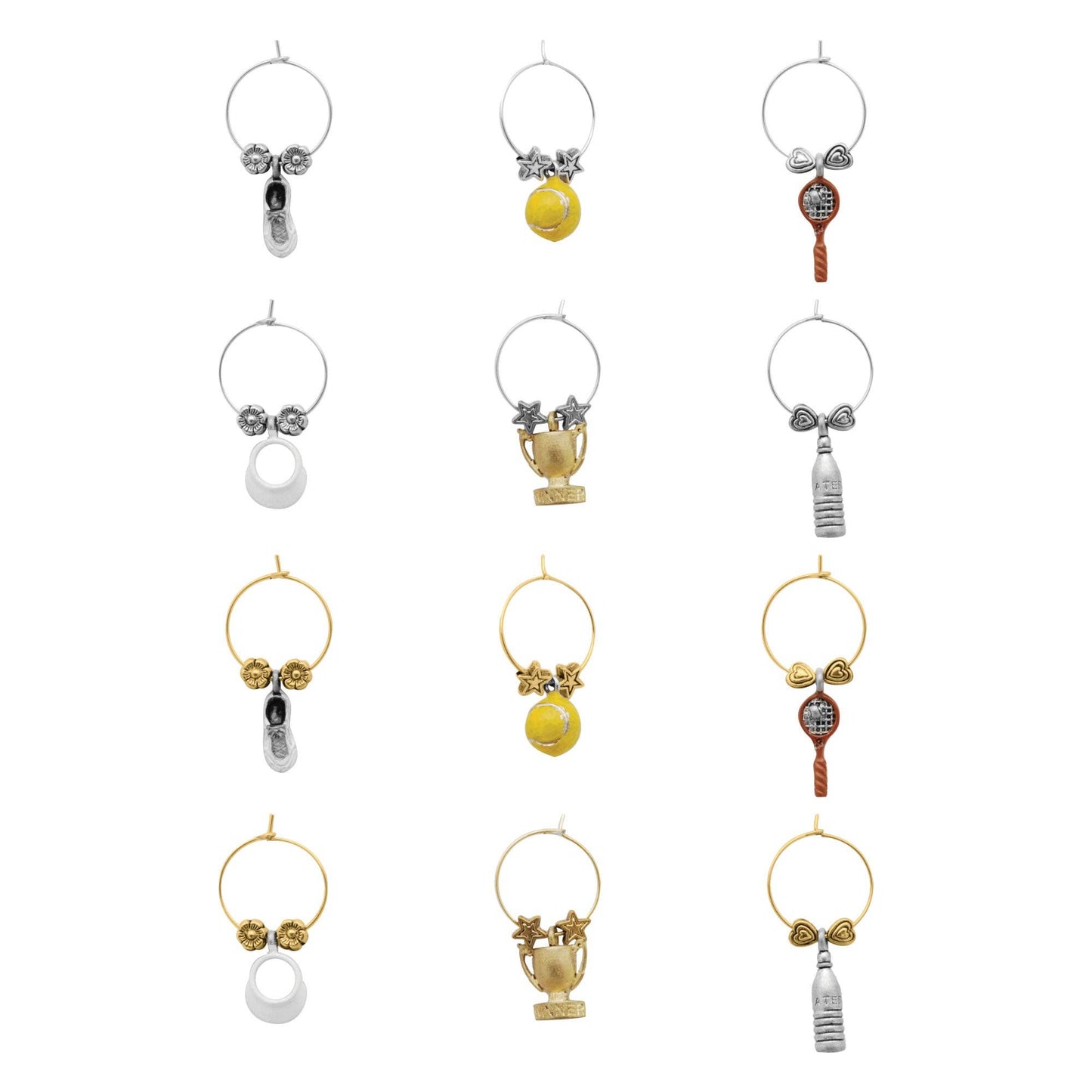 Tennis Lover Wine Charms – Set of 12