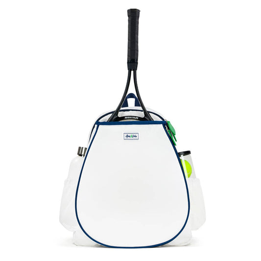 Game On Tennis Backpack: White Navy Green by Ame & Lulu
