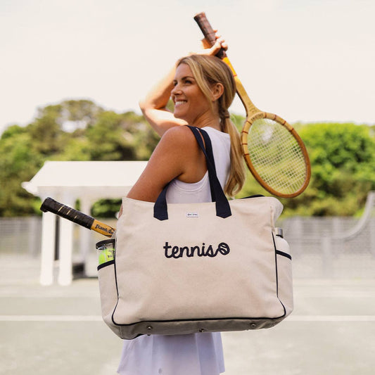 Love All Court Bag: Tennis Stitched Natural & Navy by Ame & Lulu