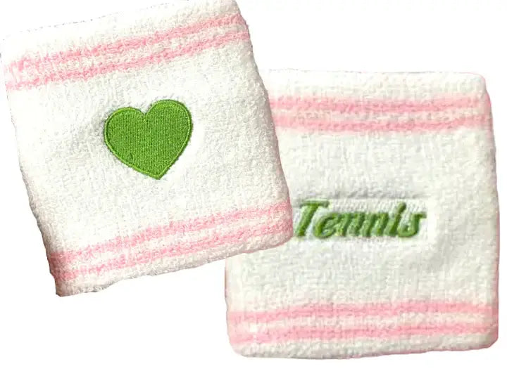 Tennis Wristband Set | White, Pink, Green
