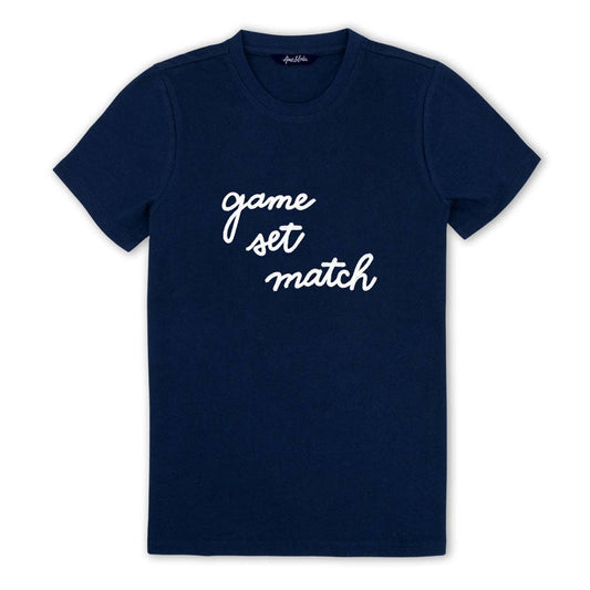 Women's Sporty Love T-Shirt: Game Set Match Navy by Ame & Lulu