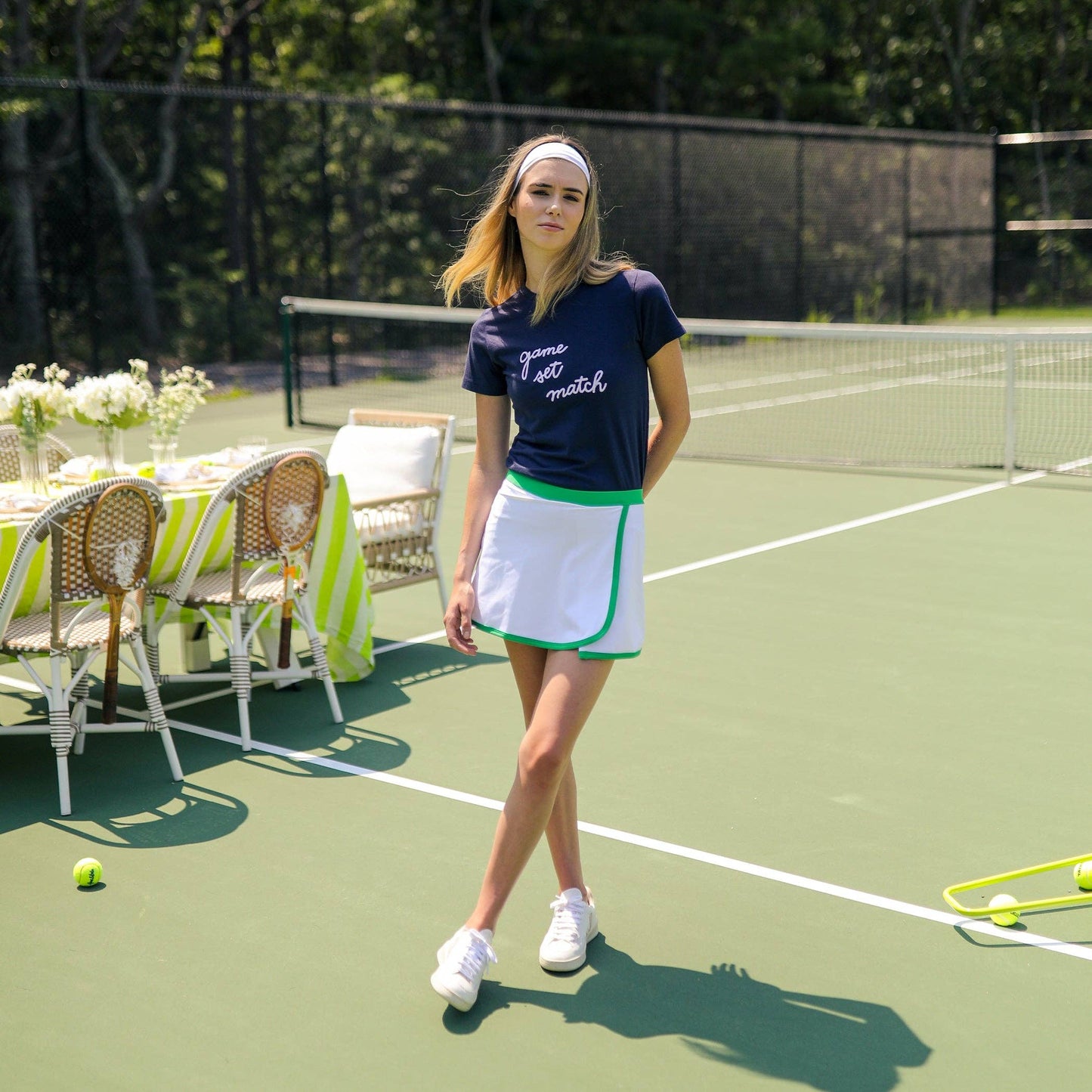 Women's Sporty Love T-Shirt: Game Set Match Navy by Ame & Lulu