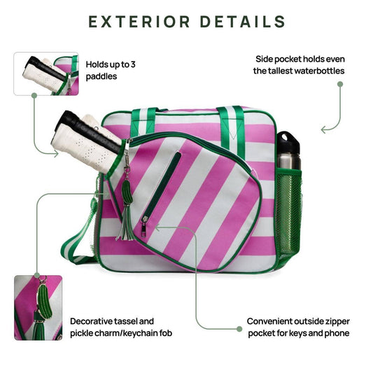 Lola Pickleball Tote | Pink & White