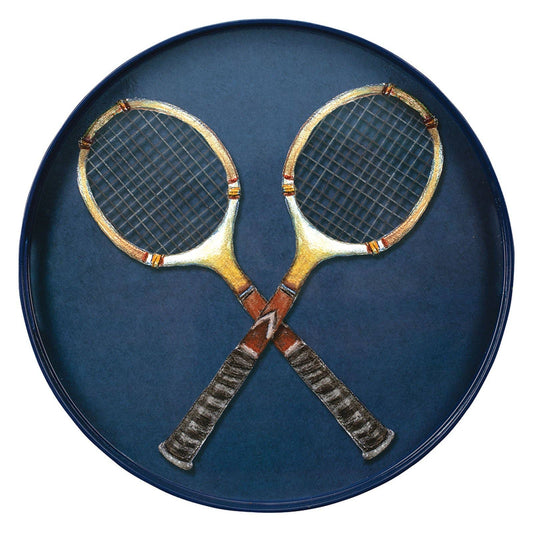 Retro Rackets Round Tray | Navy Blue